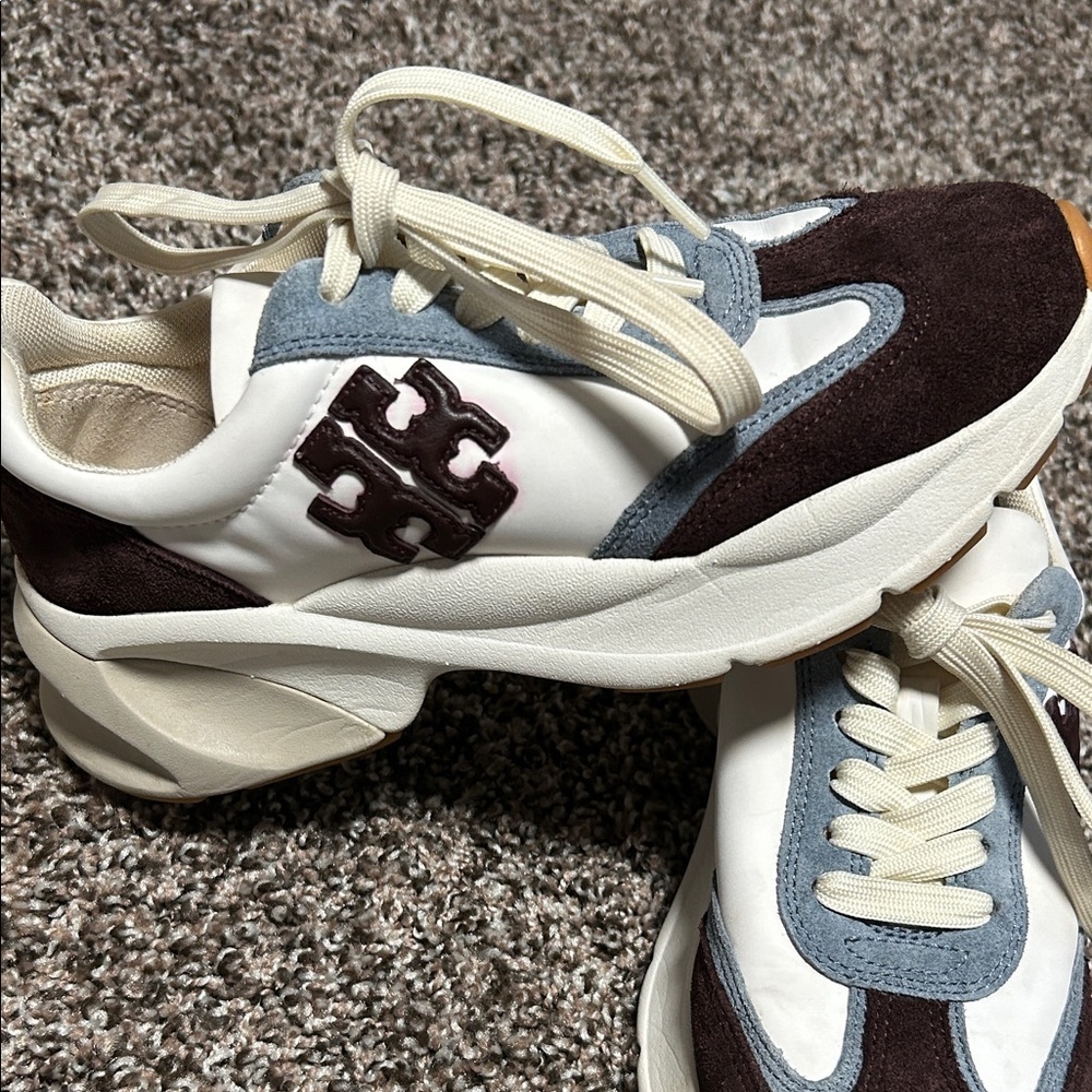 Tory Burch White, Blue, and Brown Sneakers - Picture 3 of 8